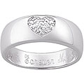 Sterling Silver Pave Diamond Heart Ring