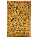 Handmade Antique Kasadan Olive Green Wool Rug (5' x 8')