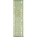Handmade Soho Vines Mint Green New Zealand Wool Runner (2'6 x 8')