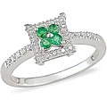 10k White Gold Emerald and Diamond Ring