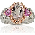 Michael Valitutti 14k Gold Morganite, Sapphire, 1/6ct TDW Diamond Ring