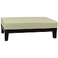 Off-white Beech Wood and Bicast Leather Cocktail Ottoman