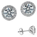 14k White Gold 1/2ct TDW Diamond Halo Stud Earring (G-H, I2)