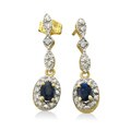 10k Yellow Gold Blue Sapphire and Diamond Earrings