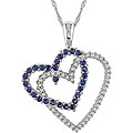 14k Gold Sapphire and 1/6ct TDW Diamond Heart Necklace