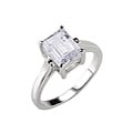 Rhodium-plated Emerald-cut Cubic Zirconia Ring