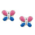 Sterling Essentials Sterling Silver Enameled Butterfly Stud Earrings
