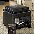 Lorraine Petite Vanity Ottoman with Flip-top Trays