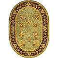 Handmade Traditions Teal/ Brown Wool Rug (7'6 x 9'6 Oval)