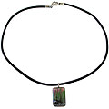 Small Glass Pink Flower Rectangle Necklace (Chile)