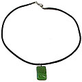 Small Glass Green Design Rectangle Necklace (Chile)