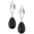 Sterling Silver Onyx Teardrop Dangle Earrings