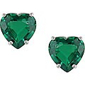 10k Gold Heart-shaped Created Emerald Earrings