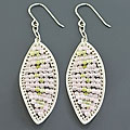 Sterling Silver Beaded Leaf Earrings (China)