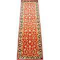Indo Mahal Hand-knotted Red Runner (2'6 x 8')