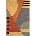 Handmade Rodeo Drive Krave Blue/ Rust N.Z. Wool Rug (5' x 8')