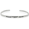 Sterling Silver 'Peace, Joy, Faith' Inspirational Bangle