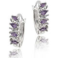 Glitzy Rocks Sterling Silver Amethyst Hoop Earrings