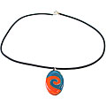 Fused Glass Orange Wave Oval Necklace (Chile)