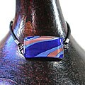 Glass Abstract Blue Stripes Rectangular Bracelet (Chile)
