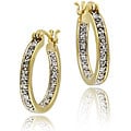 18k Gold over Silver Diamond Accent Hoop Earrings