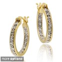 18k Gold over Silver Diamond Accent Hoop Earrings