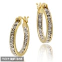 DB Designs 18k Gold over Silver Diamond Accent Hoop Earrings