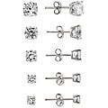 Icz Stonez Sterling Silver CZ Stud Earrings (Set of 5)
