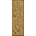 Indoor/ Outdoor Resort Natural/ Blue Runner (2'4 x 6'7)
