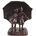 Cast Aluminum Kids Under Umbrella Statue