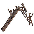 Aluminum 'Children Playing on a Slide' Statue