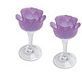 Lilac Glass Tulip on Stem Candle Holders (Set of 2)
