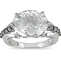 10k Gold White Topaz and 1/4ct TDW Black Diamond Ring