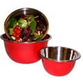 Stainless Steel Red Mixing Bowl (Set of 3)