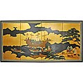 Gold Leaf Silk 'Dragon Boat' Painting (China)