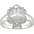 10k White Gold Aquamarine and Diamond Ring