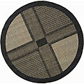 Indoor/ Outdoor Lakeview Black/ Sand Rug (5'3 Round)
