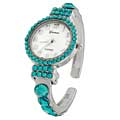 Geneva Women's Platinum Round Face Cuff Watch