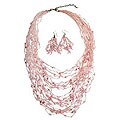 Silver Pearl/ Rose Quartz 'Rushing Pink' Jewelry Set (Thailand)
