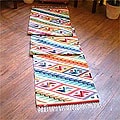 Peruvian Wool 'Rainbow Cascade' Runner Rug (2' x 10')