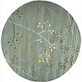 Handmade Soho Vine Light Blue New Zealand Wool Rug (8' Round)