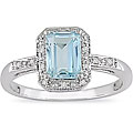 10k White Gold Blue Topaz/ Diamond Accent Ring
