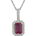 10k Gold Created Ruby and Diamond Necklace