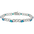 Icz Stonez Sterling Silver/ Light Blue CZ/ Diamond Accent Bracelet