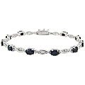 Glitzy Rocks Sterling Silver Diamond Accent Sapphire Bracelet