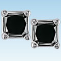 Miadora 14k White Gold 2ct TDW Black Diamond Princess Studs
