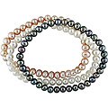Multicolor Freshwater Pearl Bracelets (Set of 3)