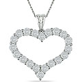 10k White Gold Created White Sapphire Heart Necklace