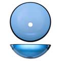 Geyser Blue Tinted Tempered Glass Bathroom Vessel Sink
