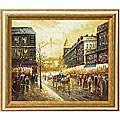 Hand-painted 'Evenings Delight in Paris' Oil on Canvas